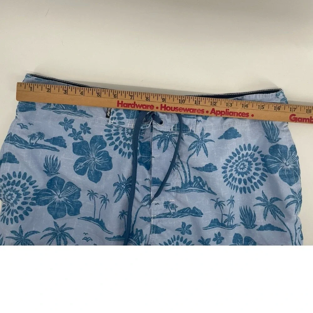 RS Surf Board Shorts Mens Medium‎ Blue Tropical Palm Swim Trunks Surf Coastal